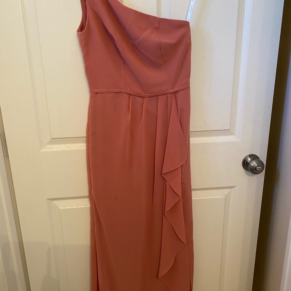 David’s bridal bridesmaid dress one shoulder strap